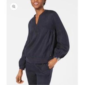 Tommy Hilfiger Linen Blouson Sleeve Top